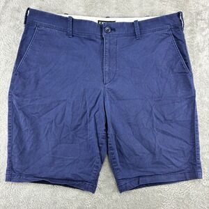 Express Mens Navy Blue Micro Dot Chino Shorts Size 33 Stretch Cotton